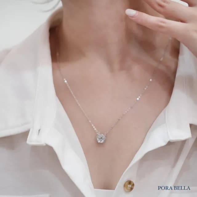 【Porabella】925純銀花朵鑲鑽吊墜 梅花項鍊 鑲鑽項鍊 鋯石鎖骨鏈 法式小眾 生日禮物送女友 Necklace