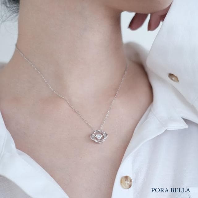 【Porabella】S925純銀鋯石項鍊 星河之心項鍊 鎖骨鏈 跳動的心粉鑽項鍊 七夕禮物 送女友 Necklace