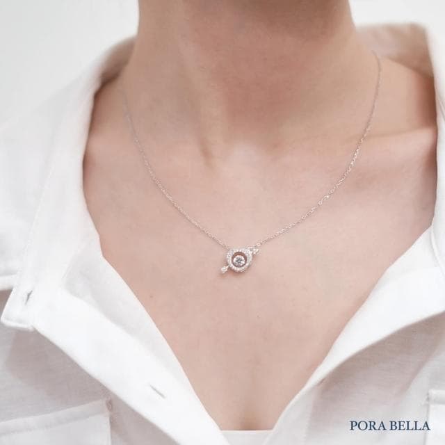 【Porabella】925純銀丘比特愛心項鍊 鑲鑽鋯石項鍊 鎖骨鏈 跳動的心項鍊 情人節禮物 送女友 Necklace