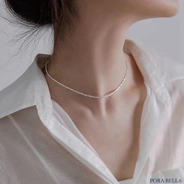 【Porabella】S925純銀項鍊 幾何碎銀項鍊 冷淡風鎖骨鏈 高級感 ins風頸鍊 純銀項鍊 Necklace