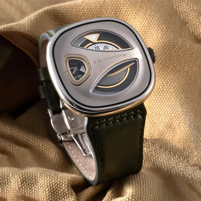 【SEVENFRIDAY】ME系列流線型機械錶-墨綠皮帶/44.5x44mm 送禮 禮物 推薦(ME1/02)