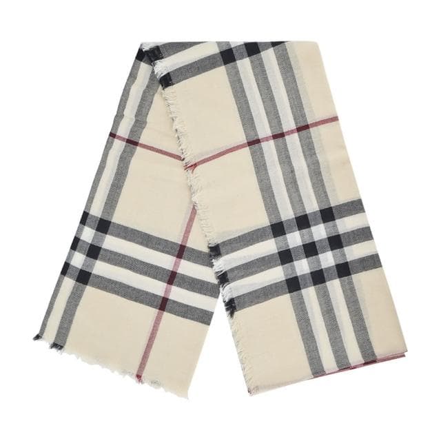 【BURBERRY 巴寶莉】格紋羊毛圍巾(石色)