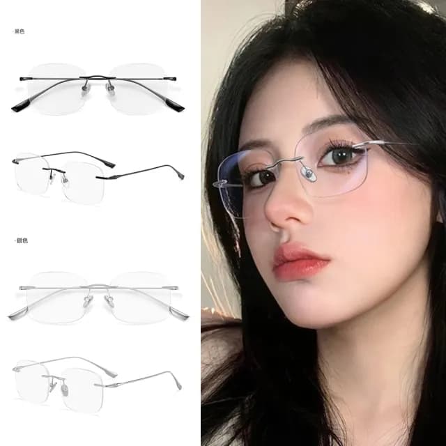 【LEESA】全鈦眼鏡架\文青眼鏡\無度數眼鏡\無邊框眼鏡\眼鏡\鏡框\鏡架\純鈦眼鏡\無框眼鏡\