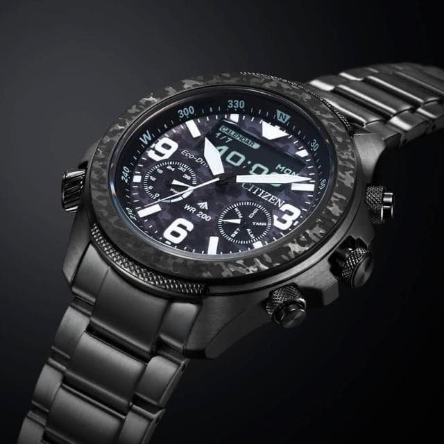 【CITIZEN 星辰】PROMASTER 35週年限量 叢林迷彩 光動能 液晶雙顯 送禮 禮物推薦(JV1008-63E)