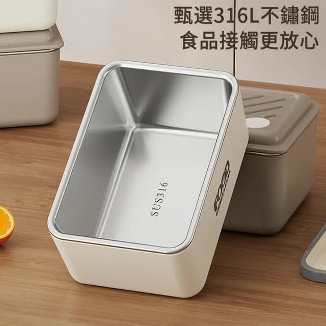 【MUAN】316不鏽鋼加熱飯盒2入組 密封防漏小方盒 保溫便當盒 保鮮盒(附贈保鮮袋 聖誕交換禮物)