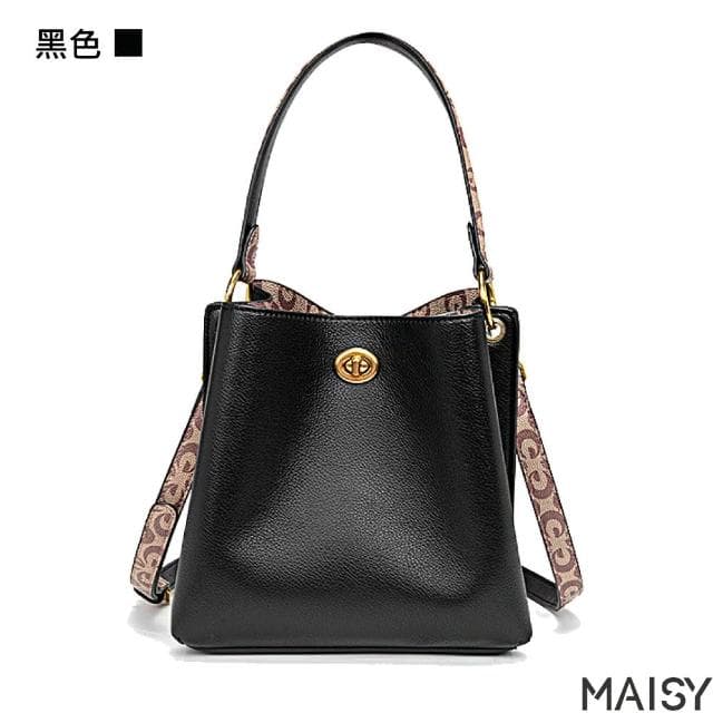 【MAISY】母親節禮物 經典流行商務通勤女仕水桶包 手提包 肩背包 斜背包(白色／黑色／粉色)