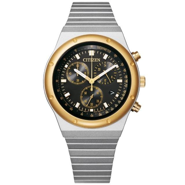 【CITIZEN 星辰】Chronograph系列 復刻1984 昭和金 復古計時光動能腕錶 禮物 推薦(AT2544-64E)