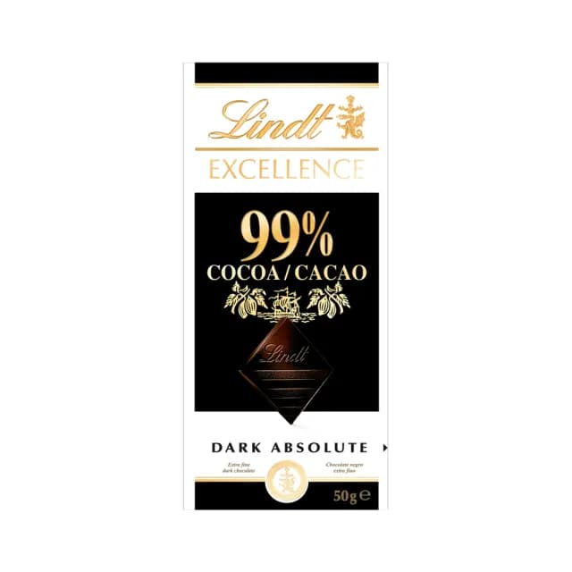 【Lindt 瑞士蓮】極醇系列99%巧克力片 50g(黑巧克力)