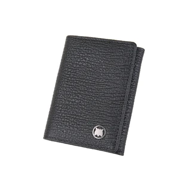 【Lynx】美國山貓大象紋進口牛皮2卡名片夾皮夾短夾錢包男夾(黑色)