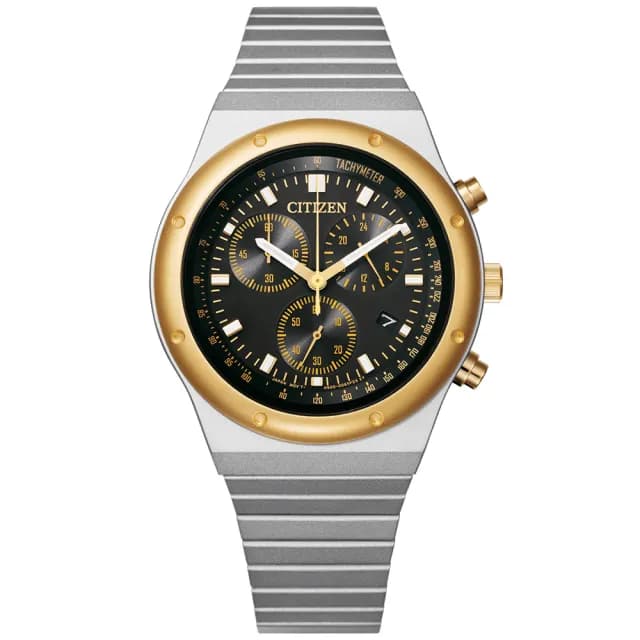 【CITIZEN 星辰】Chronograph系列 昭和金限定款 光動能計時腕錶 畢業禮物 送禮 推薦(AT2544-64E)
