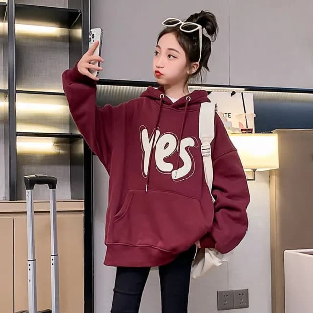【小衣衫童裝】中大男女童秋冬yes連帽長袖上衣(1130902)