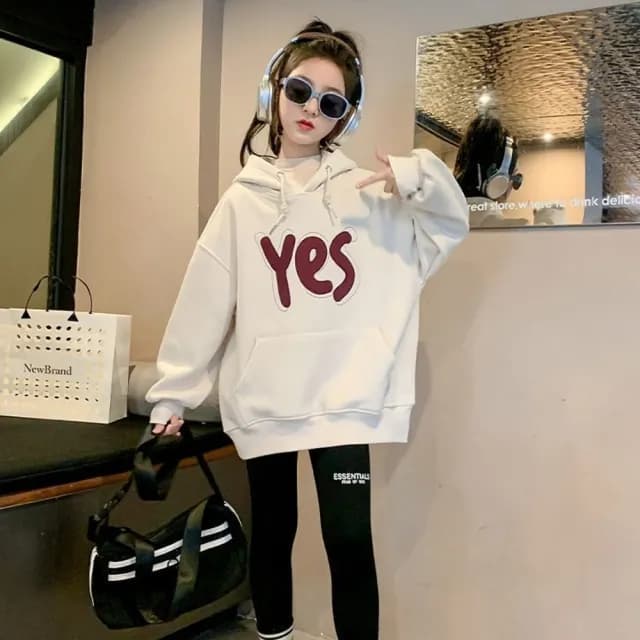 【小衣衫童裝】中大男女童秋冬yes連帽長袖上衣(1130902)