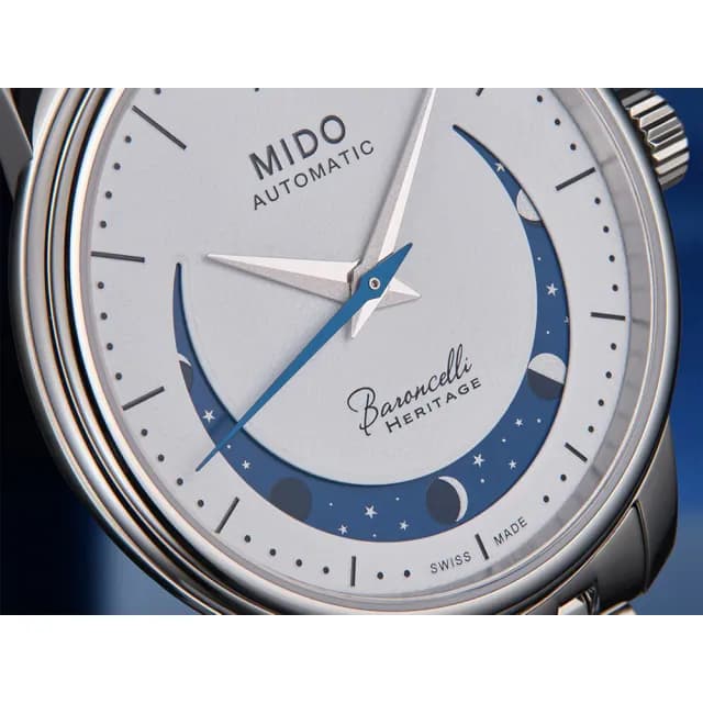 【MIDO 美度】官方授權 Baroncelli 永恆系列 微笑月相機械女錶-33mm 手錶 禮物 推薦(M0272071101001)