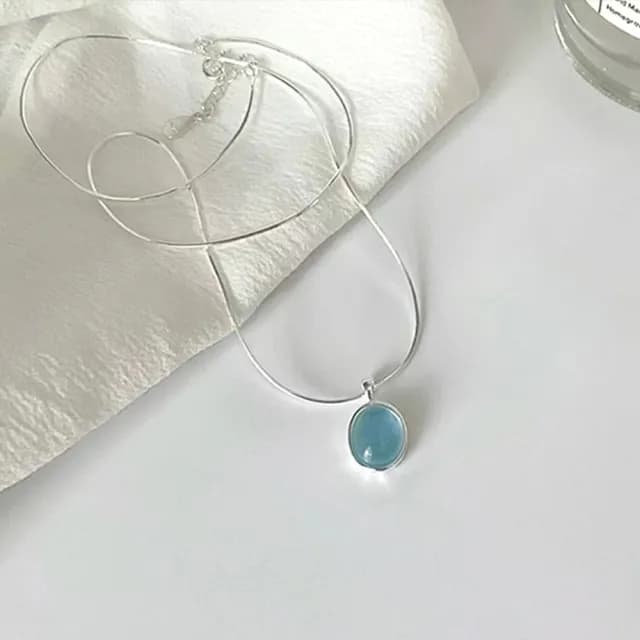 【MoonDy】雙11 項鍊 短鍊 橢圓項鍊 水滴鎖骨鏈 水滴項鍊 藍色項鍊 蛇骨鍊 閨蜜項鍊 情人節禮物