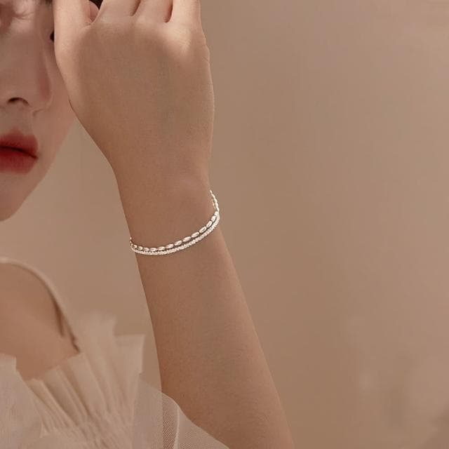 【KT DADA】雙層手鍊 閨蜜手鍊 送禮 女友禮物 生日禮物 手環 飾品配件 女生手鍊 S925純銀手鍊 串珠手鍊