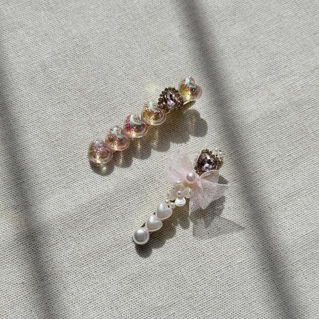 【MOON MOON ACC.】母親節禮物 ｜壓夾｜希望 • 粉色煥彩珍珠 髮夾邊夾髮飾 一對販售(精緻氣質)