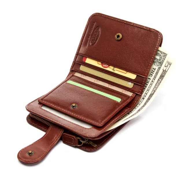 【FOCUS】真皮包包 壓扣零錢包女短夾FTC3303(義大利植鞣革/頭層牛皮/真皮包包 女夾)