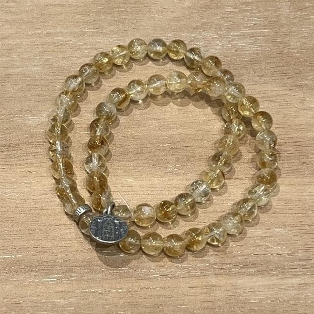 【Penny珮妮】招財黃阿賽雙圈塔晶共生s925銀手鍊6mm(生日禮物/母親節/閨密送禮/交換禮物/情人節)