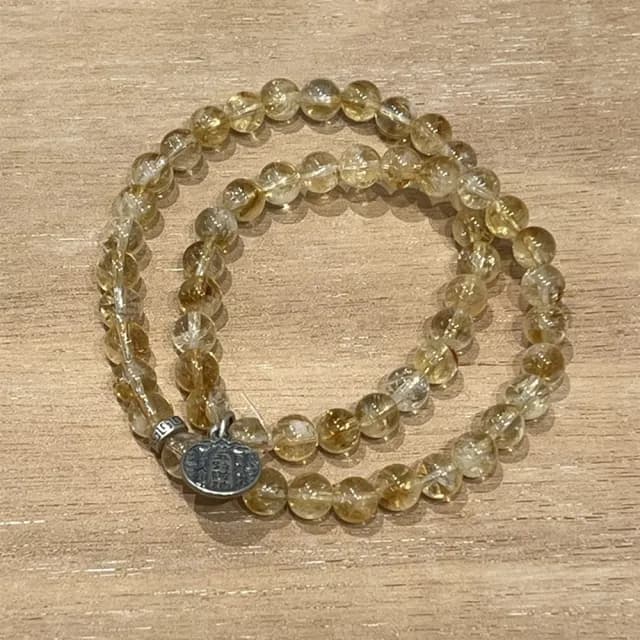 【Penny珮妮】招財黃阿賽雙圈塔晶共生s925銀手鍊6mm(生日禮物/母親節/閨密送禮/交換禮物/情人節)