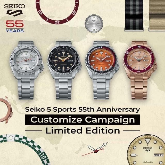 【SEIKO 精工】5 Sports 55周年限量 玫瑰紅金 機械錶 520送禮 禮物(SRPK08K1/4R36-15B0K)