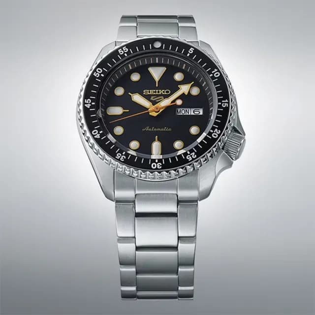 【SEIKO 精工】5 Sports 55周年限量 尊爵黑金 機械錶 父親節禮物(SRPK05K1/4R36-13T0D)