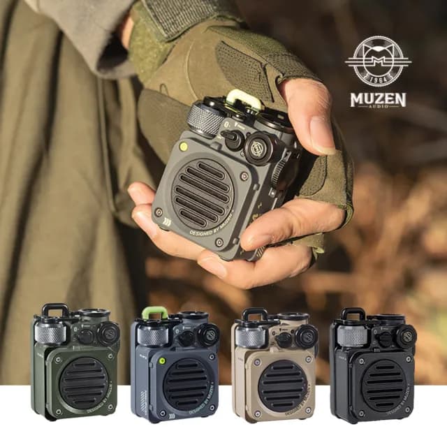 【MUZEN】Wild Mini 戶外越野防水藍牙喇叭+專用掛繩(露營/登山/健行/滑板/野性/IPX5防水/金屬/LED照明)