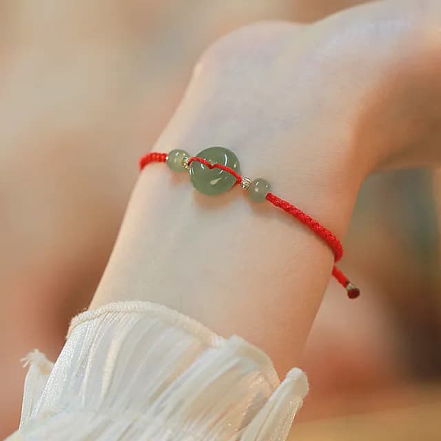 【MoonDy】雙11 手環 紅繩手鍊 平安扣 編織手鍊 招財手鍊 和田玉手鍊 平安扣手鍊 本命年 保平安