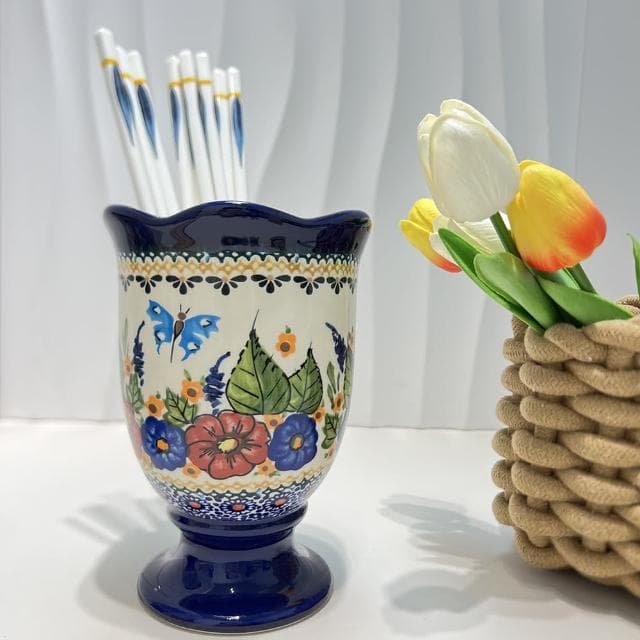 【Royal Duke】波蘭風手繪陶瓷餐具瀝水筒★買一送一(入厝禮 交換禮物 筷子筒 花草藝術風 手工)