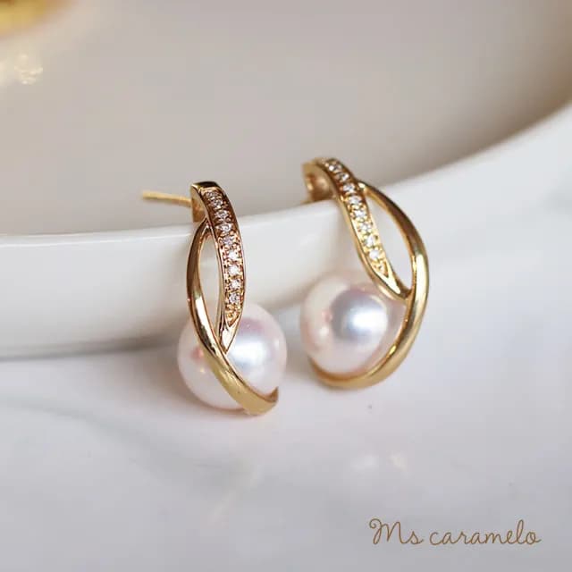【焦糖小姐 Ms caramelo】鋯石耳環(鋯石&貝珠 耳環)
