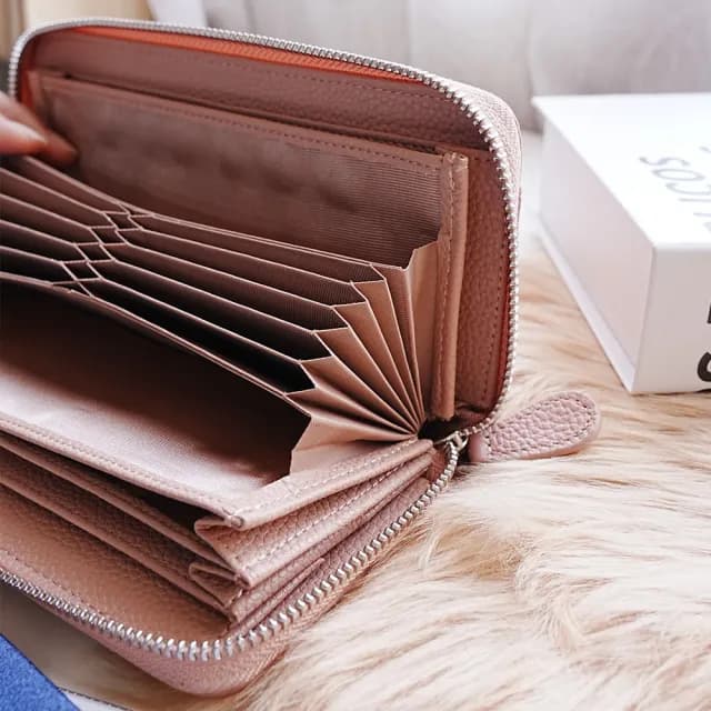 【MoonDy】雙11 錢包 皮包 高CP 長夾 長夾女生 風琴卡包 包 牛皮長夾 錢包女 長款拉鏈