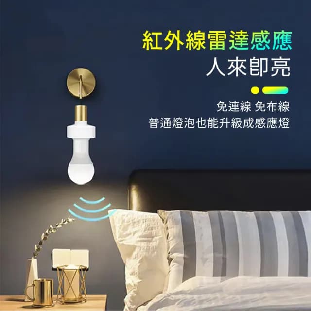 【Mr.U 優先生】紅外線感應燈座 雷達感應燈座 3入組(人體感應燈 智能 燈座 E27燈泡)