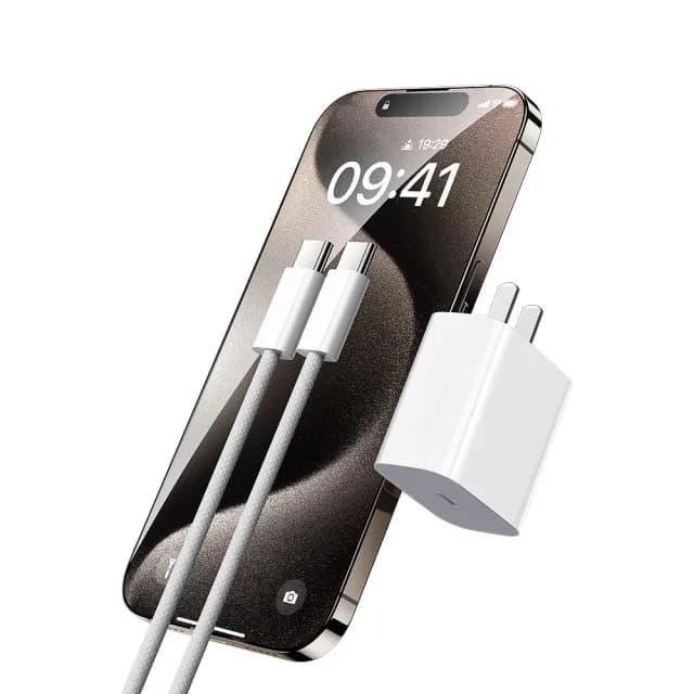 【Ouboo】iPhone17專用充電套組 PD20W Apple充電器 快充頭 交換禮物(附USB-C雙C口編織充電線)