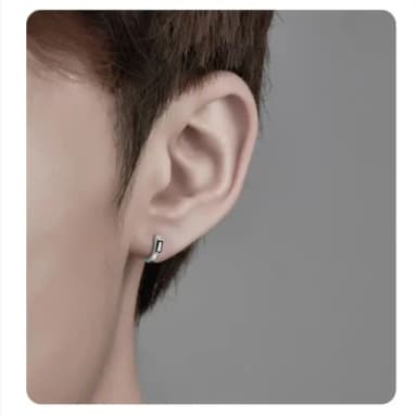 【A&R】S925純銀黑色炫酷鋯石迷你圈圈耳扣款耳環(男女適用 抗過敏 嘻哈 耳圈 情人節 生日 禮物)