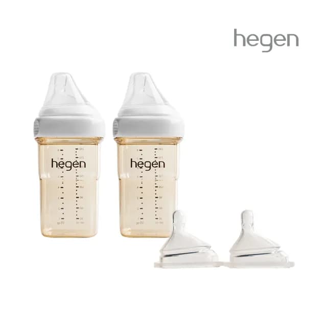 【hegen 總代理】奶瓶奶嘴組(240ml雙瓶+奶嘴兩入組)