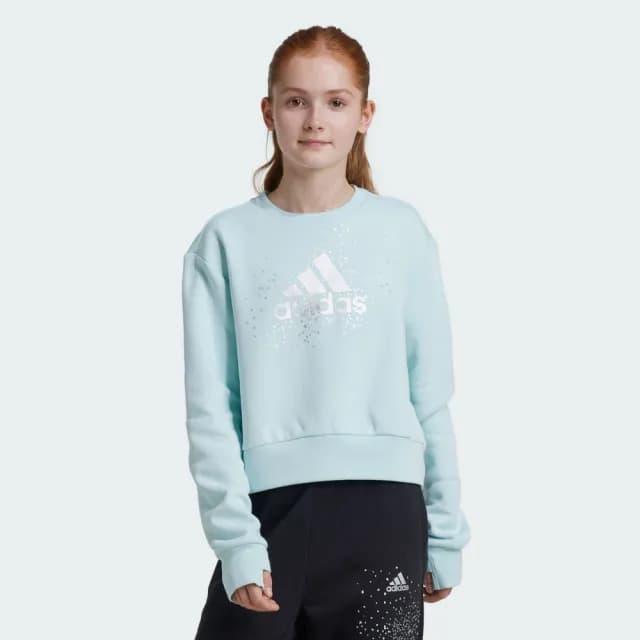 【adidas 愛迪達】GLAM CREW 長袖上衣 大學T 童裝 IV9417