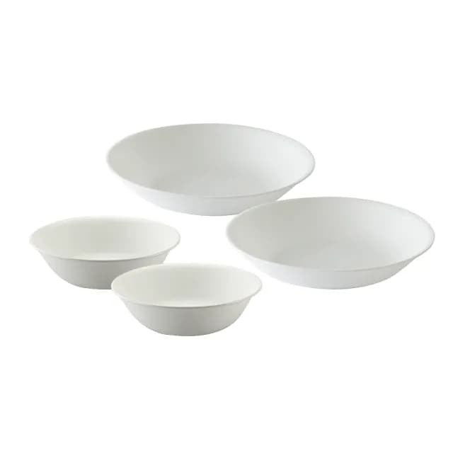 【CorelleBrands 康寧餐具】美國康寧 CORELLE 純白4件式餐盤組(500CC湯碗X2+8吋深盤X2)