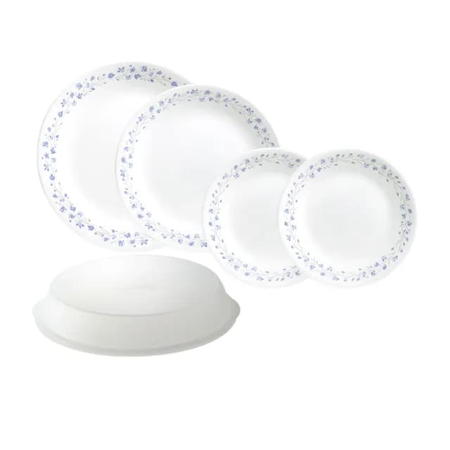 【CorelleBrands 康寧餐具】美國康寧 CORELLE 絕美紫薇5件式餐盤組(6吋平盤X2+8吋、10吋平盤+10吋微波蓋)