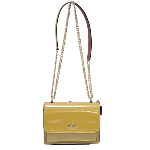 【COACH】KLARE經典Logo斜背手袋(招財黃/贈原廠防塵袋紙袋七夕情人節)