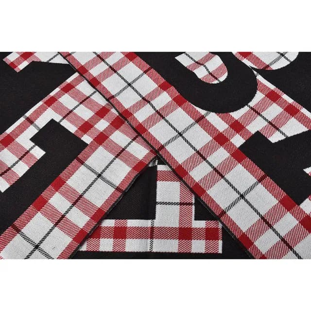【BALLY】BALLY字母LOGO格紋羊毛圍巾(黑x多色)