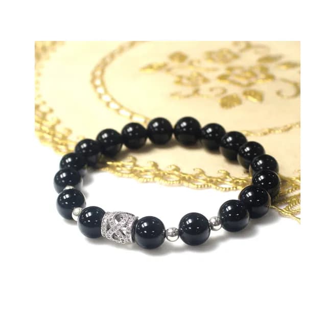 【金石工坊】情人節禮物 招財納福黑瑪瑙手鍊(10mm)