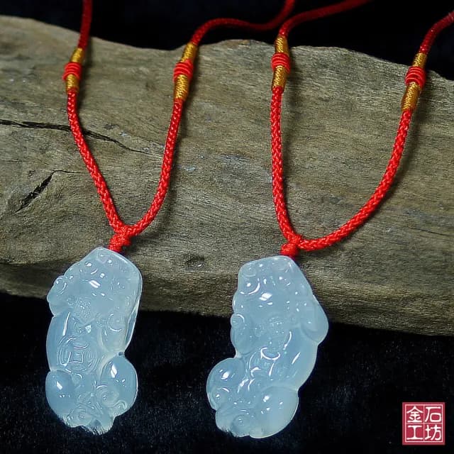【金石工坊】情人節禮物 招財貔貅(精雕白玉髓開運墜飾)