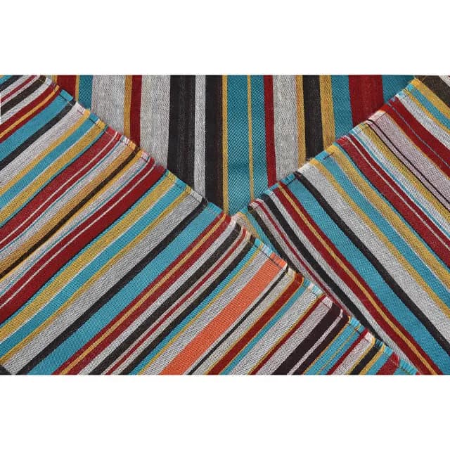 【Paul Smith】PAUL SMITH絲質混紡條紋設計草寫LOGO標誌性圍巾(彩色條紋)