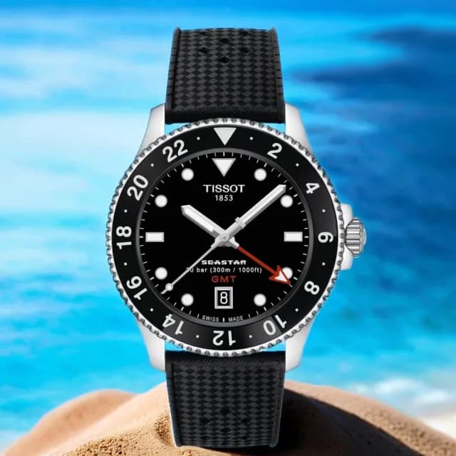 【TISSOT 天梭 官方授權】Seastar 1000 GMT 海星300米潛水手錶 40mm 禮物 送禮 推薦(T1208521705100)