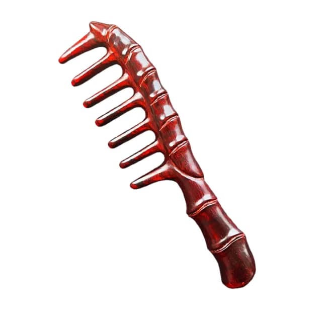 【高檔裝扮】紫檀木竹節梳子(防靜電 頭皮梳 按摩梳 穴位按摩 經絡梳 頭療 圓頭梳 母親節禮物 美髮梳)