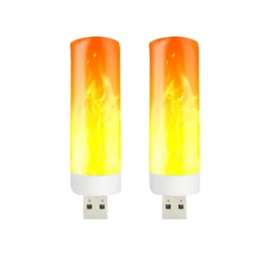 【美當家】北歐仿真火焰質感氣氛動態燈-2入組(USB LED床頭燈 小夜燈 聖誕節禮物 拍攝道具 居家裝飾)