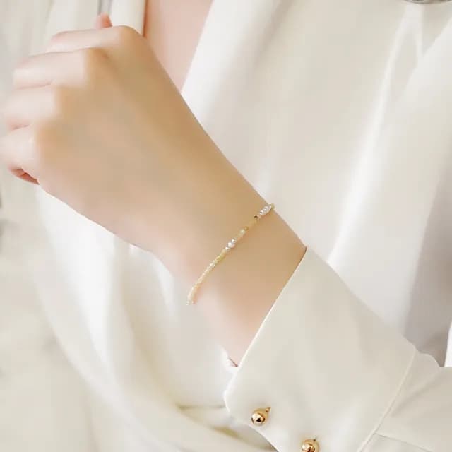 【BLUMA】情人節禮物 七夕 水晶手串 蛋白石圓舞曲純銀手鍊(女生生日禮物 天然石珍珠手鏈 925平價輕奢 飾品