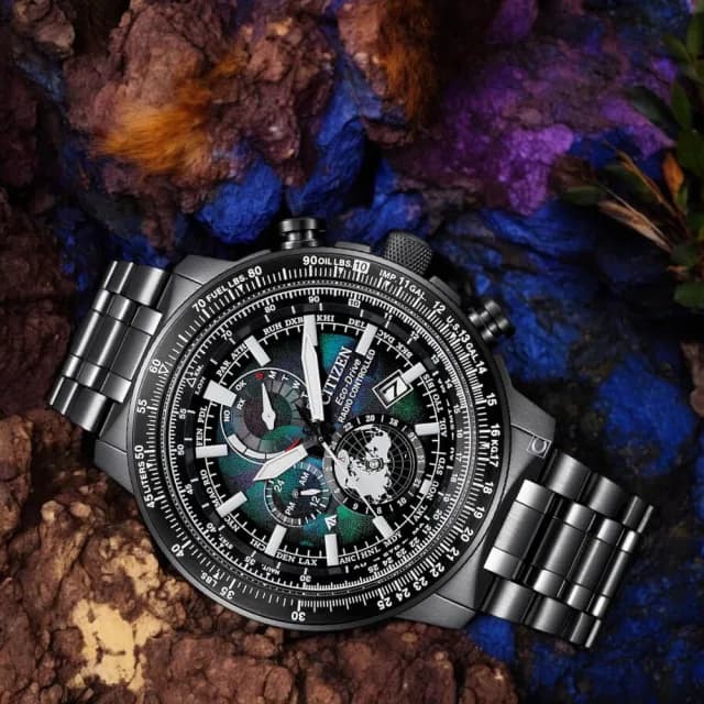 【CITIZEN 星辰】Promaster 宇宙幻彩 光動能錶 電波錶 飛行滑尺 男錶 禮物 推薦(BY3005-56E)