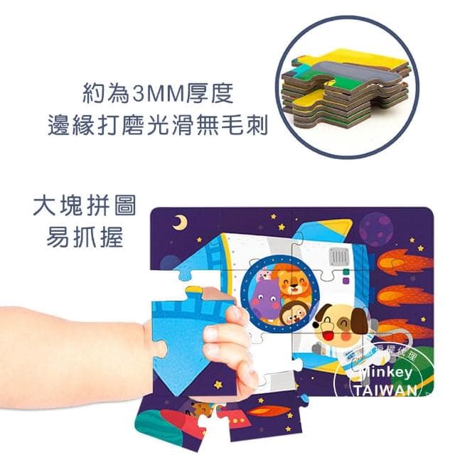 【Minkey】兒童四合一拼圖禮盒-兩款任選(益智玩具/聖誕禮物/紙拼圖)