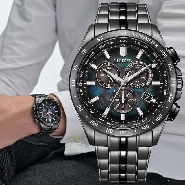 【CITIZEN 星辰】GENTS系列 100週年 限量 宇宙幻彩 光動能電波 計時腕錶 母親節 禮物 推薦(CB5878-56E)