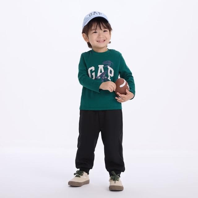 【GAP】男童裝 Logo純棉印花圓領長袖T恤-多色可選(642625)